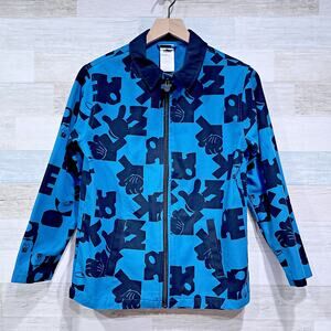 Disney Allover Print Chore Jacket Blue Mickey Mouse Cotton Boys 11 12 Large